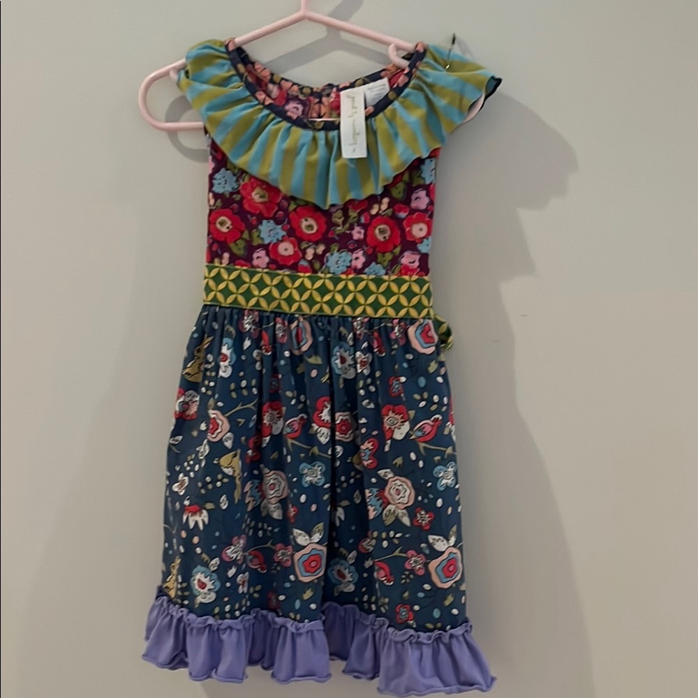 Floral Kids Dress with Ruffle Details. 4T
